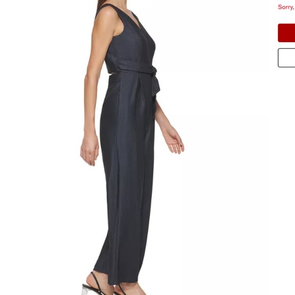 Calvin Klein Demin Jumpsuit Cutout Detail on Back Size 6 - Picture 4 of 13